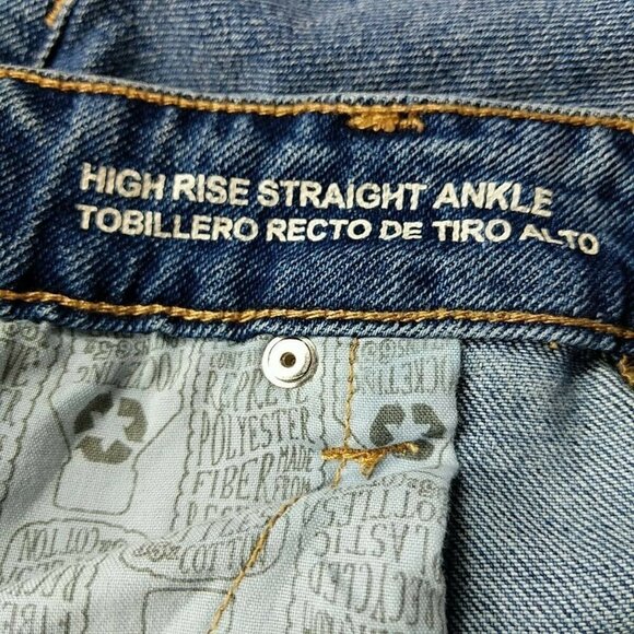 Wild Fable High Rise Straight Ankle Jeans Medium Wash 14 Distressed - Picture 6 of 9